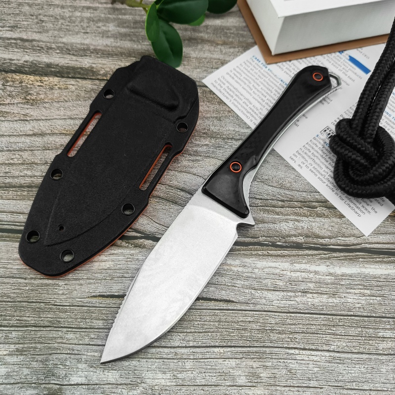 BM15201 model, full keel hunting knife with sheath, D2 steel nylon glass handle survival knife - suitable for wild survival and hunting, equipped with Kydex scabbard, city survival daily carry straight knife