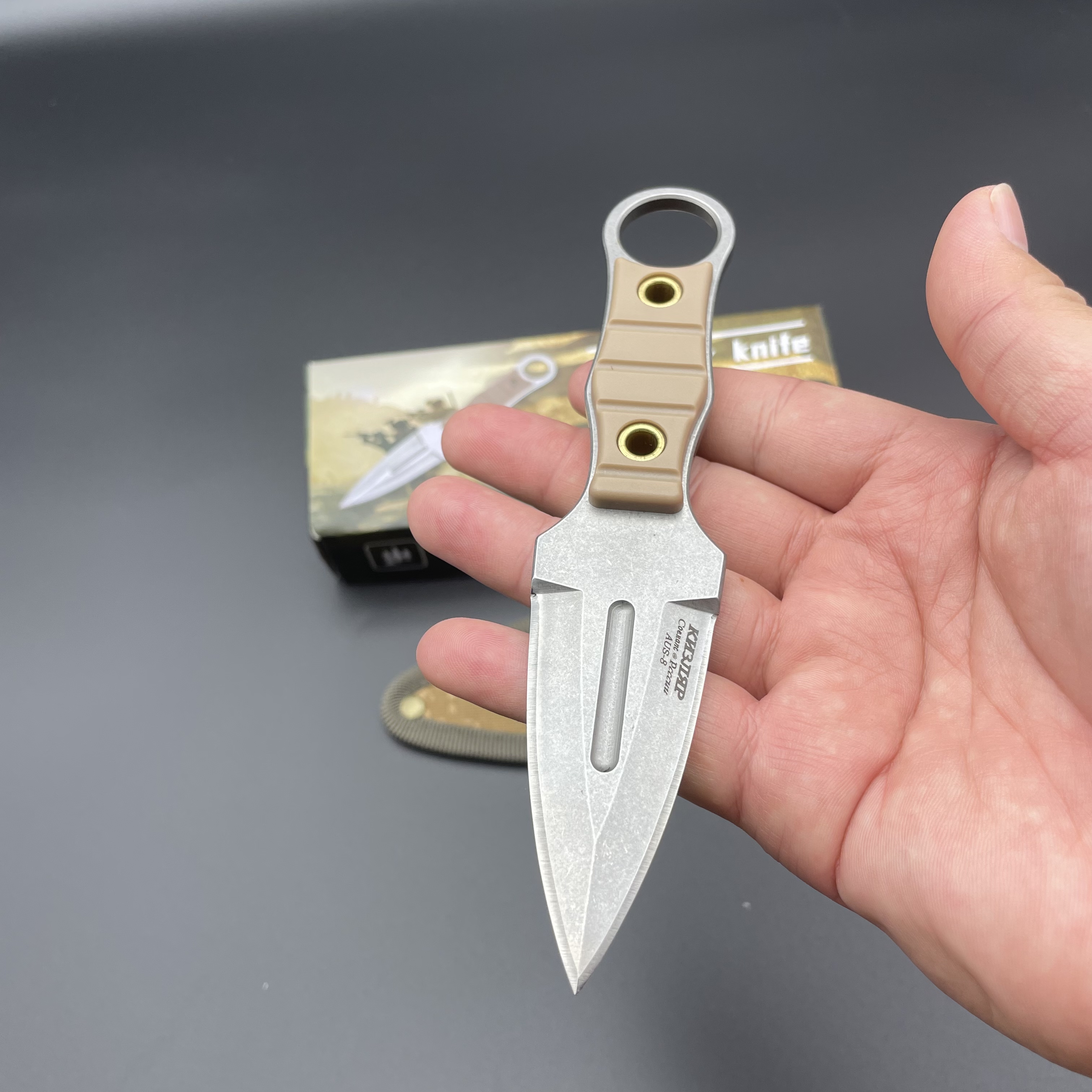 Wilderness Survival Straight Knife with Knife Sleeve, EDC Portable Knife, Super Sharp Camping Knife, Stainless Steel Fixed Blade Survival Bush Knife