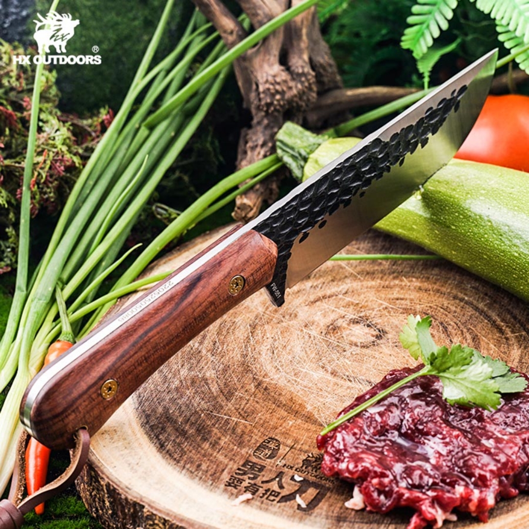 Outdoor Camping Knife Prey Handling Knife Outdoor Cleaver Wilderness Survival Knife Self-Defense Knife High Hardness Stainless Steel Knife Tactical Straight Knife