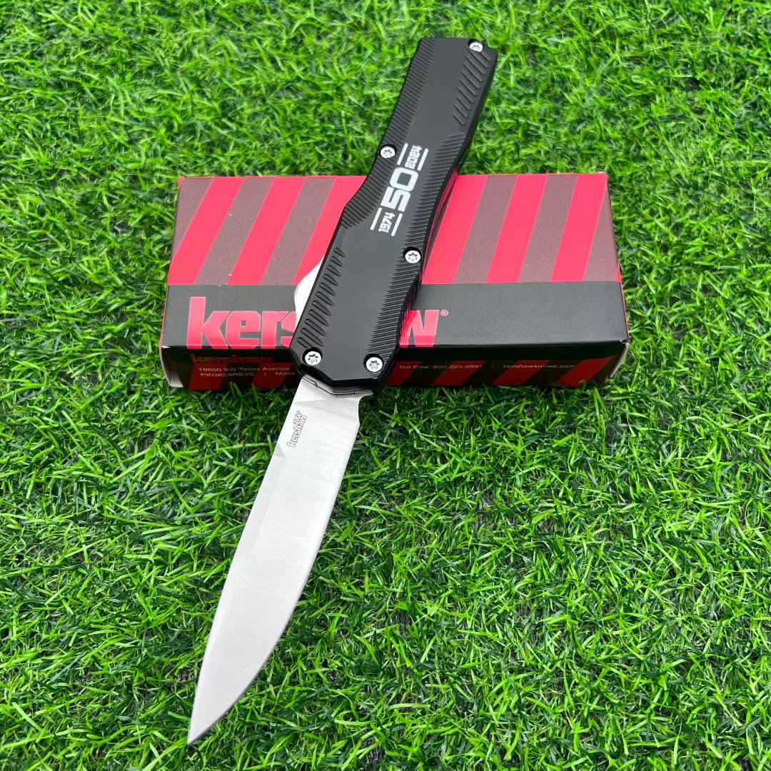 Keshaw knife aluminum alloy handle straight jump telescopic knife, multi-functional life-saving equipment knife, self-defense essential, EDC tool, suitable for camping, survival, hunting