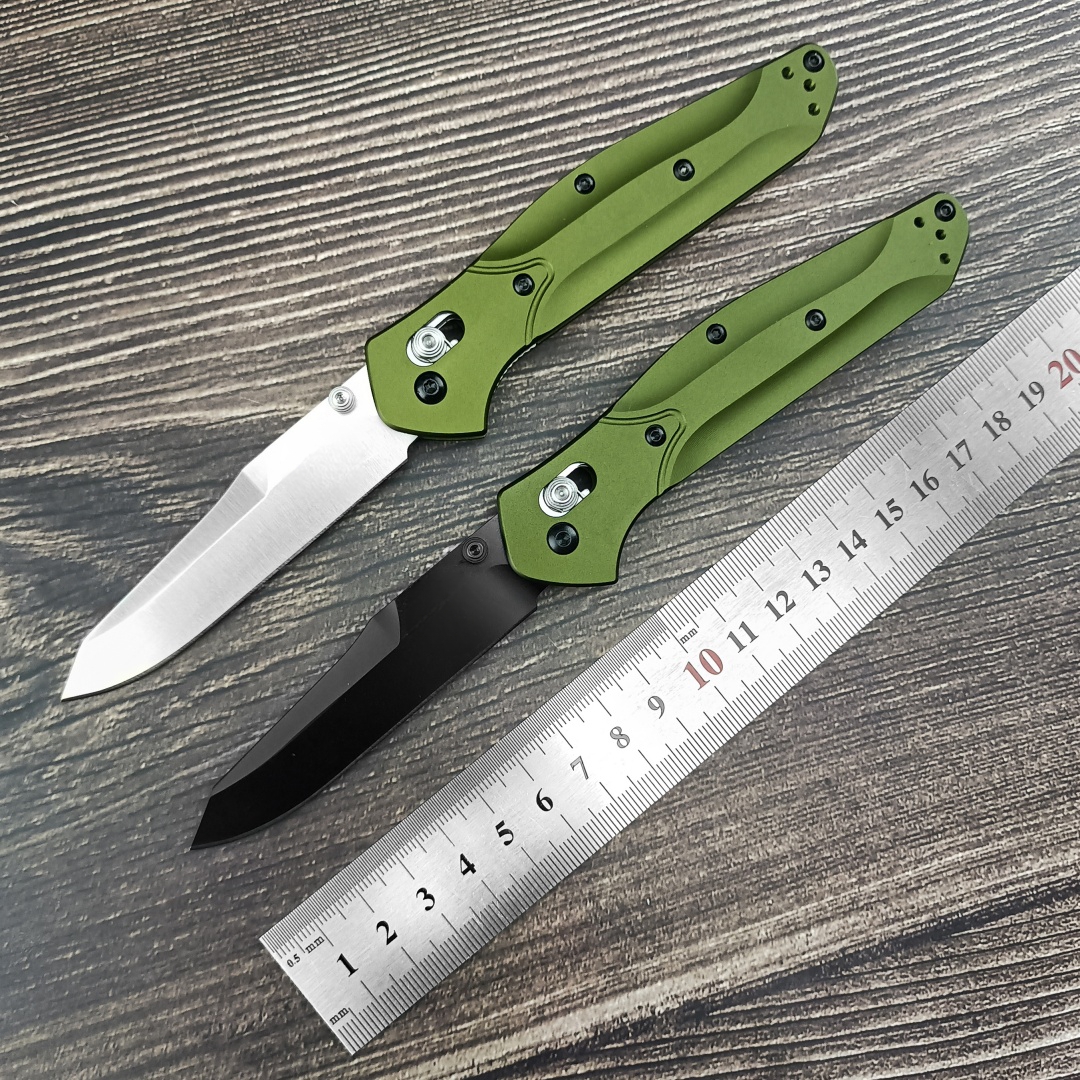 BM940 Outdoor Folding Knife – CNC Fine Grind, Green Aviation-Aluminum Handle, Bearing Lock Thumb-Open Design, Gift-Box Packaging