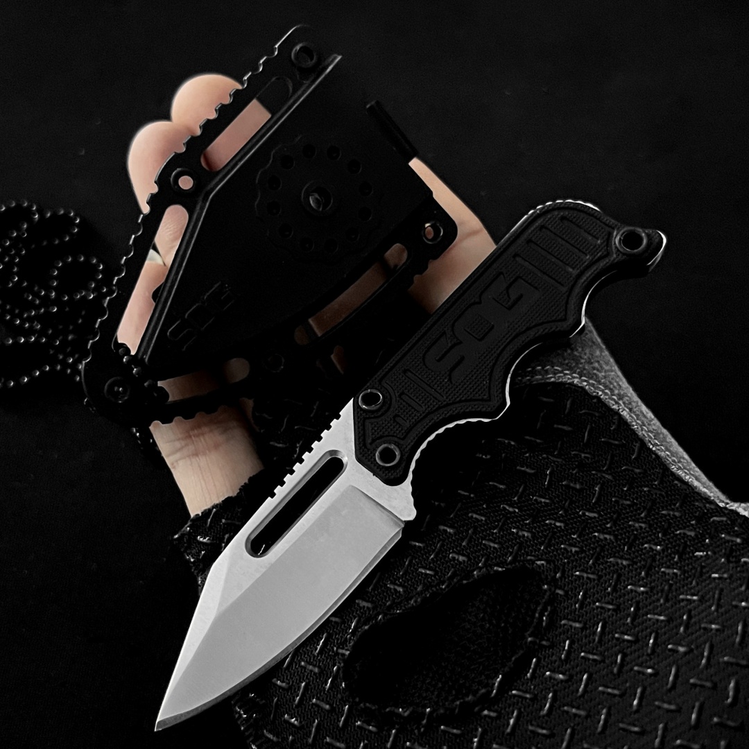 SOG Self-Defense Knife, Necklace Knife, Claw Knife, Portable Mini Self-Defense Knife with K-Sheath, Hunting Knife, Full Keel Survival Straight Knife, Created for Wilderness Adventure
