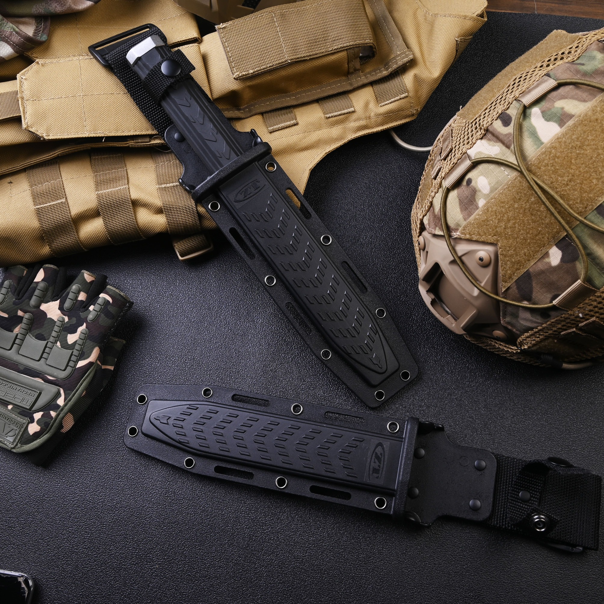 1PC Large Size Tactical Straight Knife, Multi-purpose Knife With Knife Cover, ZT-09S Fixed Blade Knife, 7CR15 Steel High Hardness Knife, Adventure Knife With Flint, For Fishing, Hiking, Life, Men And Women Gifts