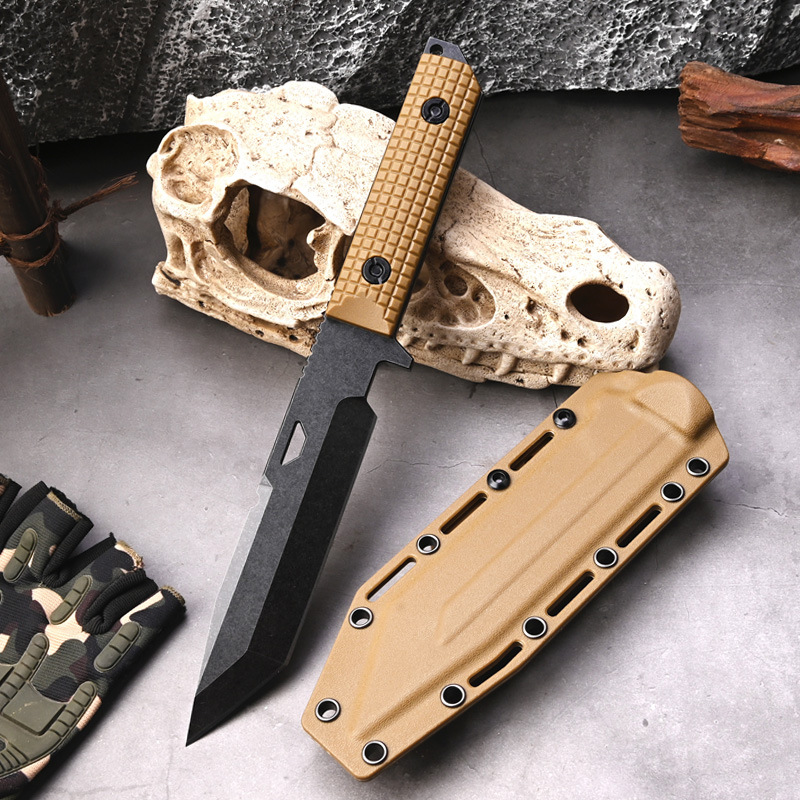 Advance Outdoor Straight Knife, Camping Fixed Blade Straight Knife, Integrated Keel Survival, Camping Boar Knife Outdoor Survival Knife, Wilderness Adventure Kydex Sheath Knife