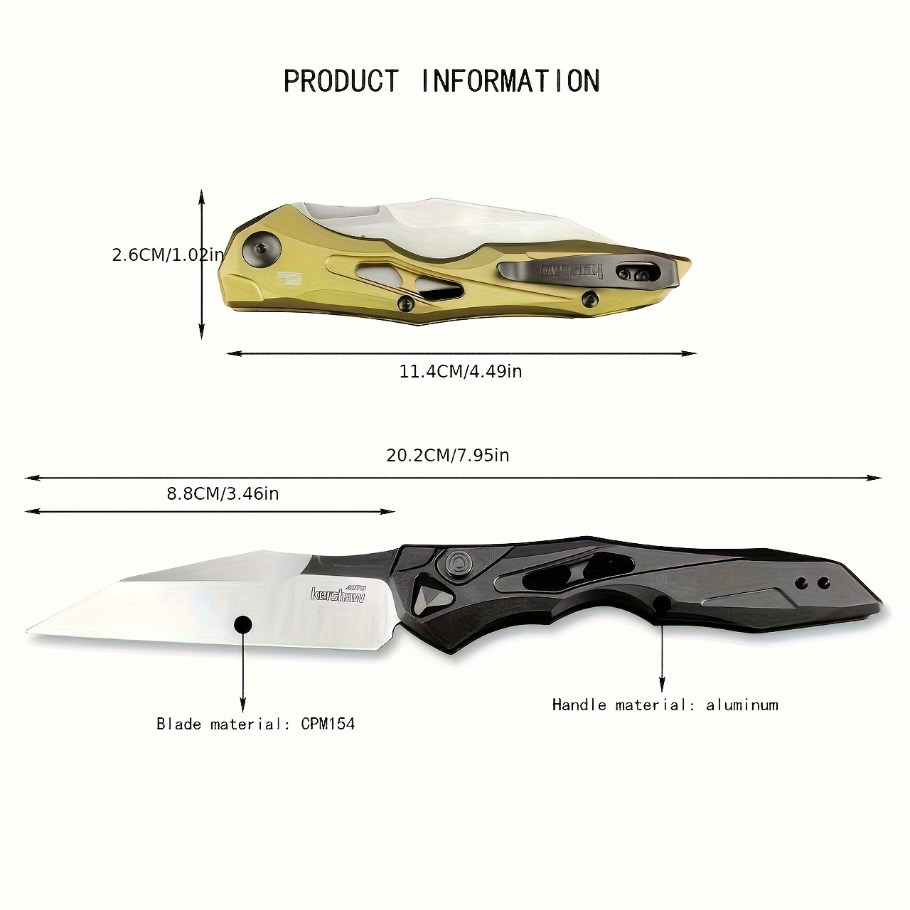 Kershaw Kaxiu 7650 Outdoor Folding Knife Portable CPM-154 Sanding Folding Knife, Aviation Aluminum Handle Survival Knife