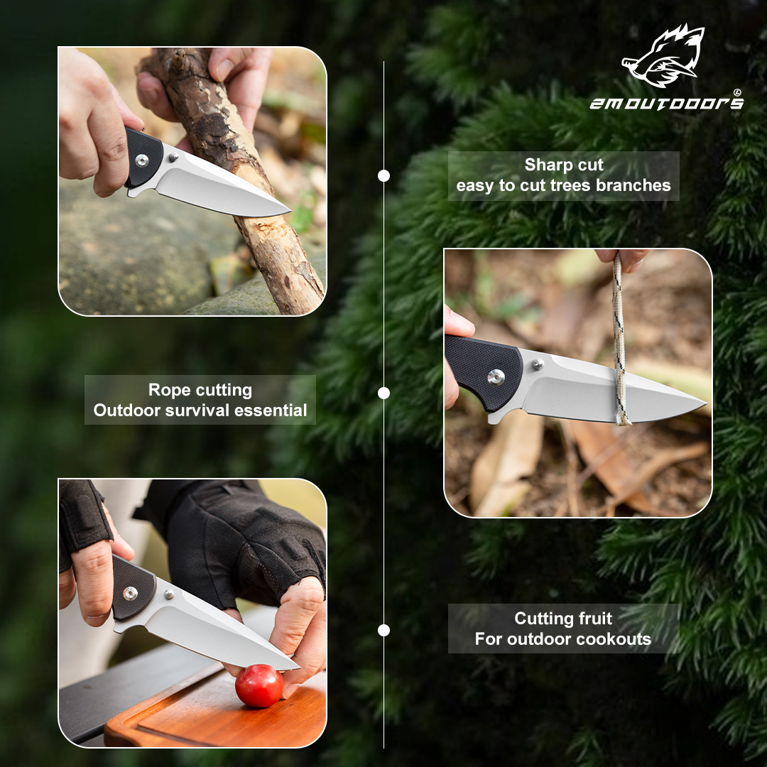 1PC Folding Knife, Outdoor Pocket Knife, 7cr15mov Steel, G10 Handle, CNC Fine Grinding Process, Bearing Lock, High Quality-for Fishing, Hiking, Survival, Gifts For Men And Women