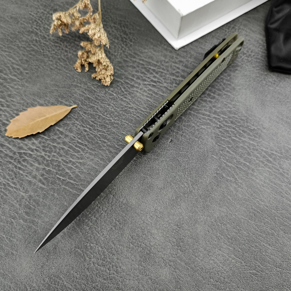 BM 535 Army Green Folding Pocket Knife – S30V Steel Blade, Manual Thumb-Open, GRN Handle, Secure Bearing Lock