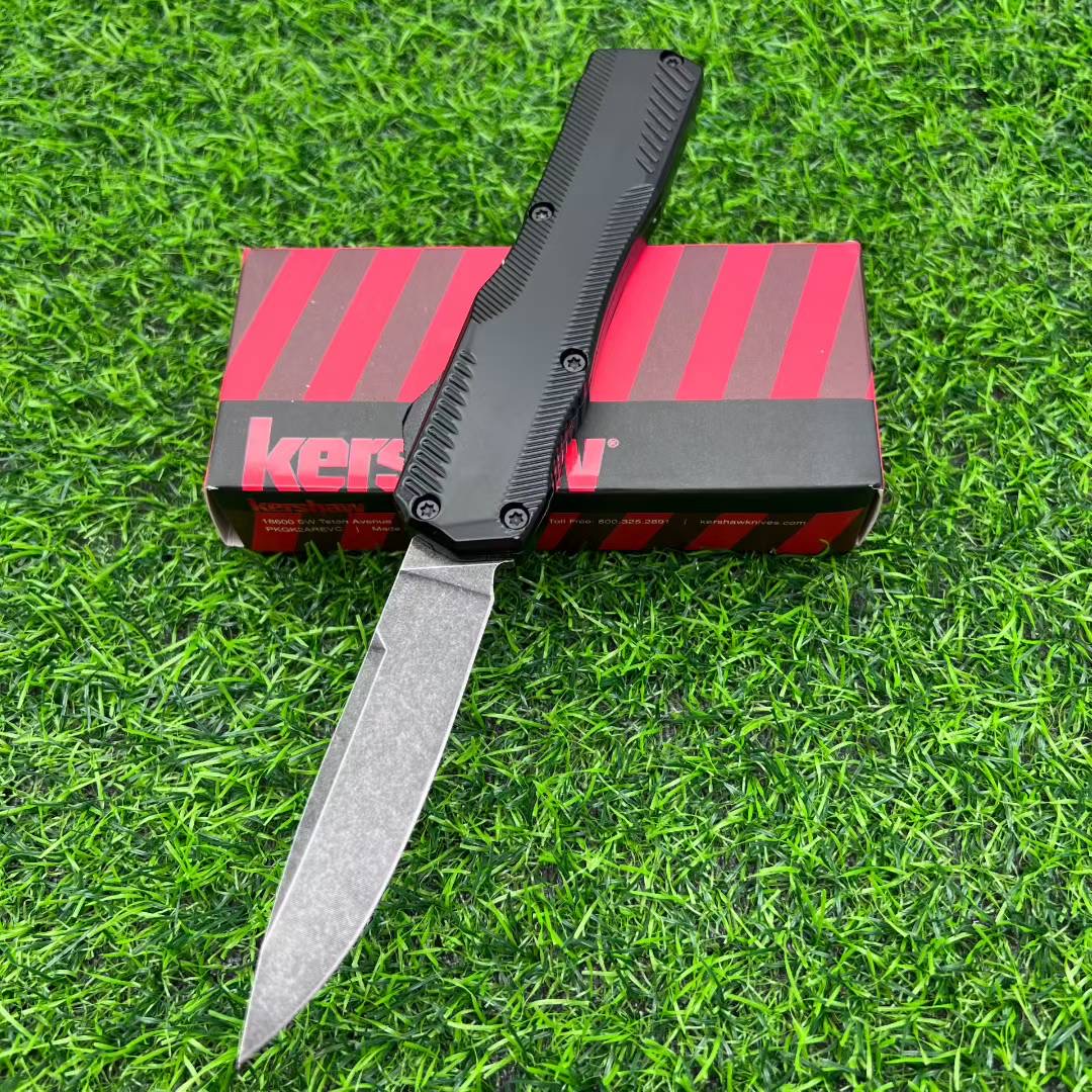Keshaw knife aluminum alloy handle straight jump telescopic knife, multi-functional life-saving equipment knife, self-defense essential, EDC tool, suitable for camping, survival, hunting