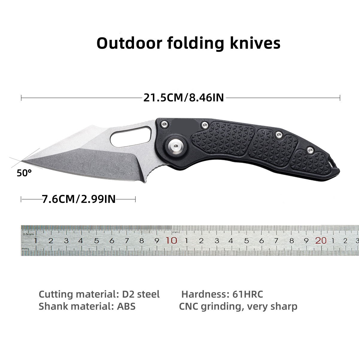 M390 Steel Folding Knife – Stitch STQ Style with Nylon-Fiberglass Handle, Sharp Lightweight EDC Tool for Camping, Hiking & Collectors