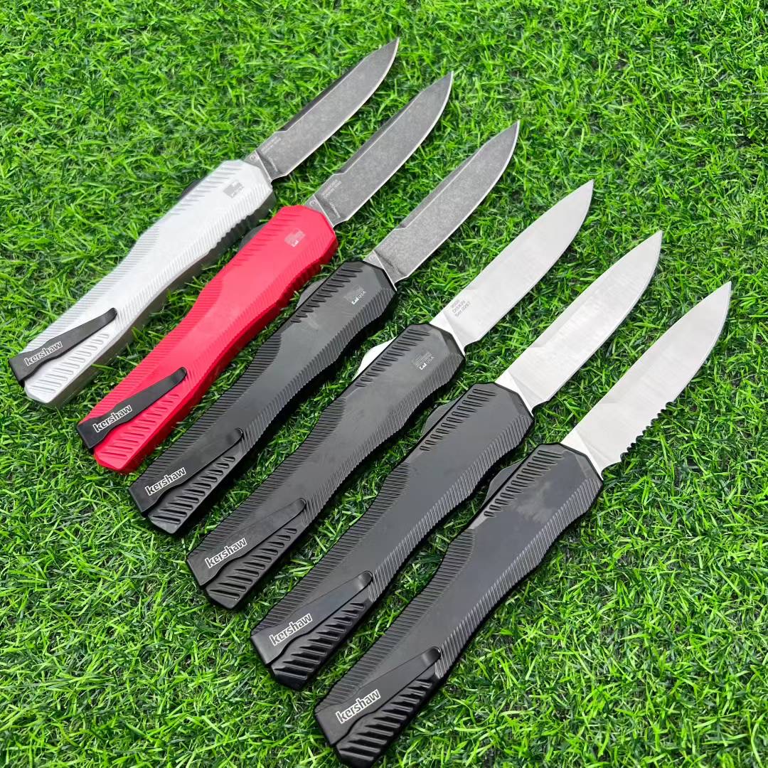 Keshaw knife aluminum alloy handle straight jump telescopic knife, multi-functional life-saving equipment knife, self-defense essential, EDC tool, suitable for camping, survival, hunting