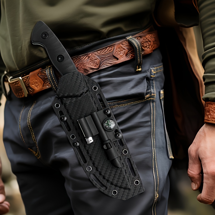 D2 Steel Outdoor Fixed Blade Knife – Full-Tang Design with Scabbard, Portable Multi-Purpose Tool for Camping, Bushcraft, and General Outdoor Use