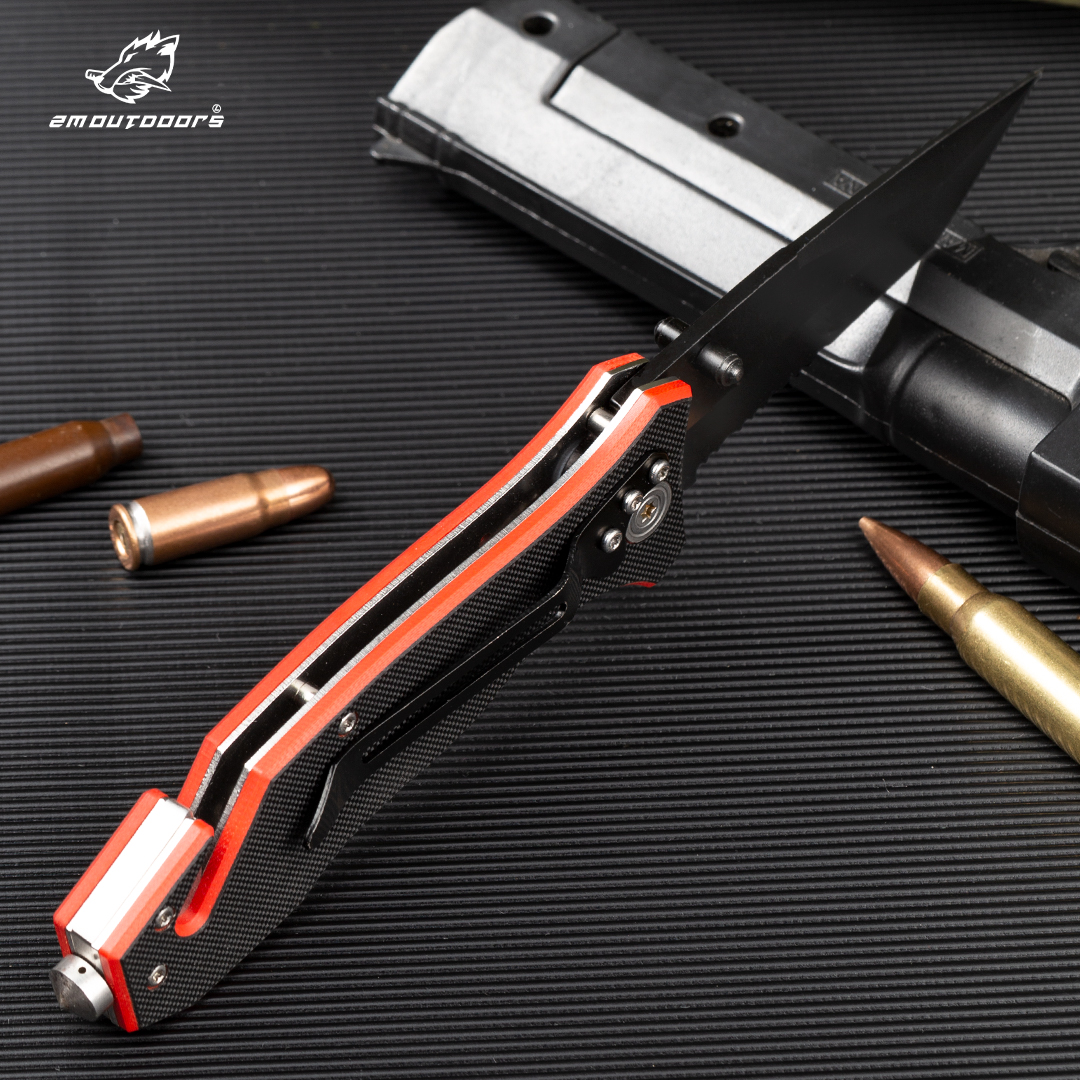 Outdoor pocket folding knife with locking mechanism, 7Cr17Mov high hardness stainless steel knife, G10 handle, can be used for outdoor wilderness survival, mountaineering, hiking