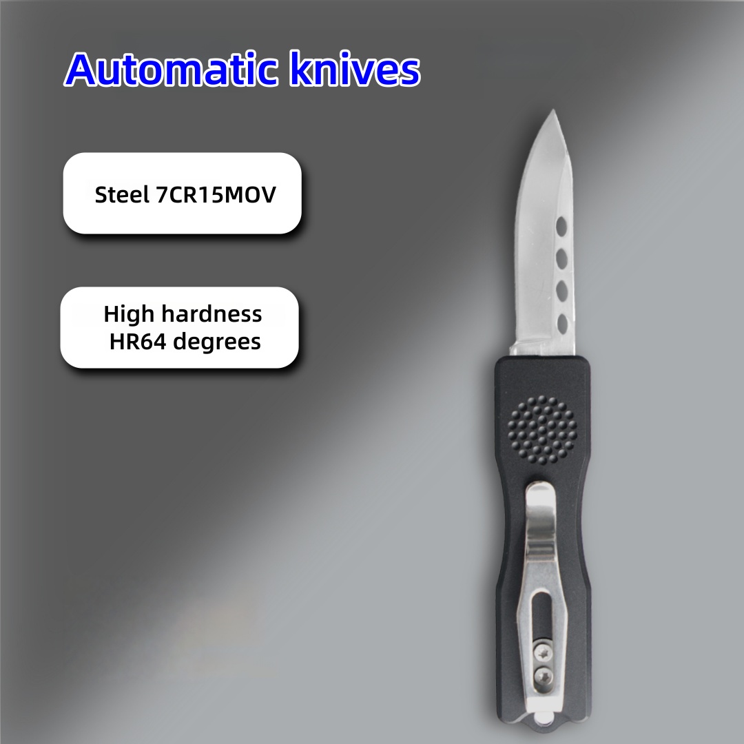 Aluminum alloy handle straight jump telescopic knife, multi-functional life-saving equipment knife, self-defense essential, EDC tool, suitable for camping, survival, hunting