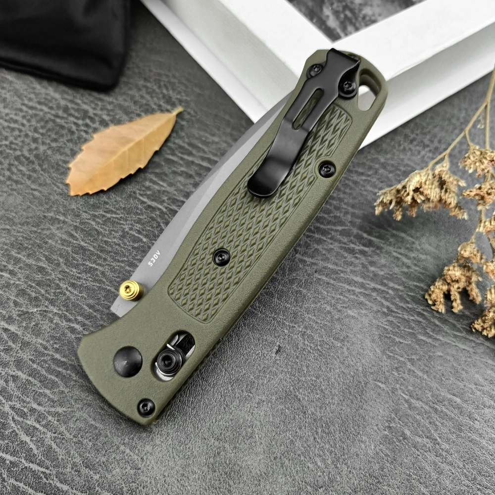 BM 535 Army Green Folding Pocket Knife – S30V Steel Blade, Manual Thumb-Open, GRN Handle, Secure Bearing Lock