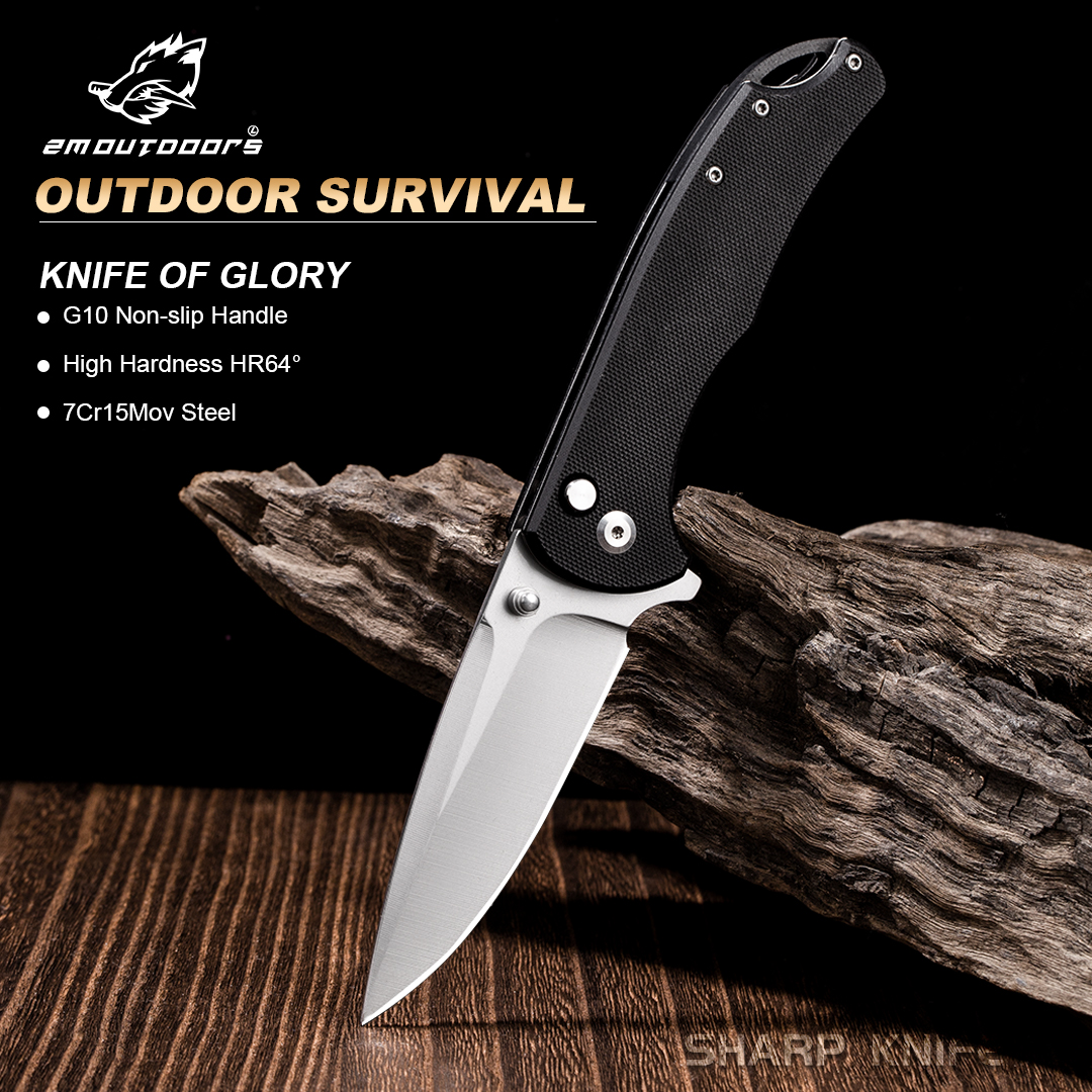 1PC Folding Knife, Outdoor Pocket Knife, 7cr15mov Steel, G10 Handle, CNC Fine Grinding Process, Bearing Lock, High Quality-for Fishing, Hiking, Survival, Gifts For Men And Women