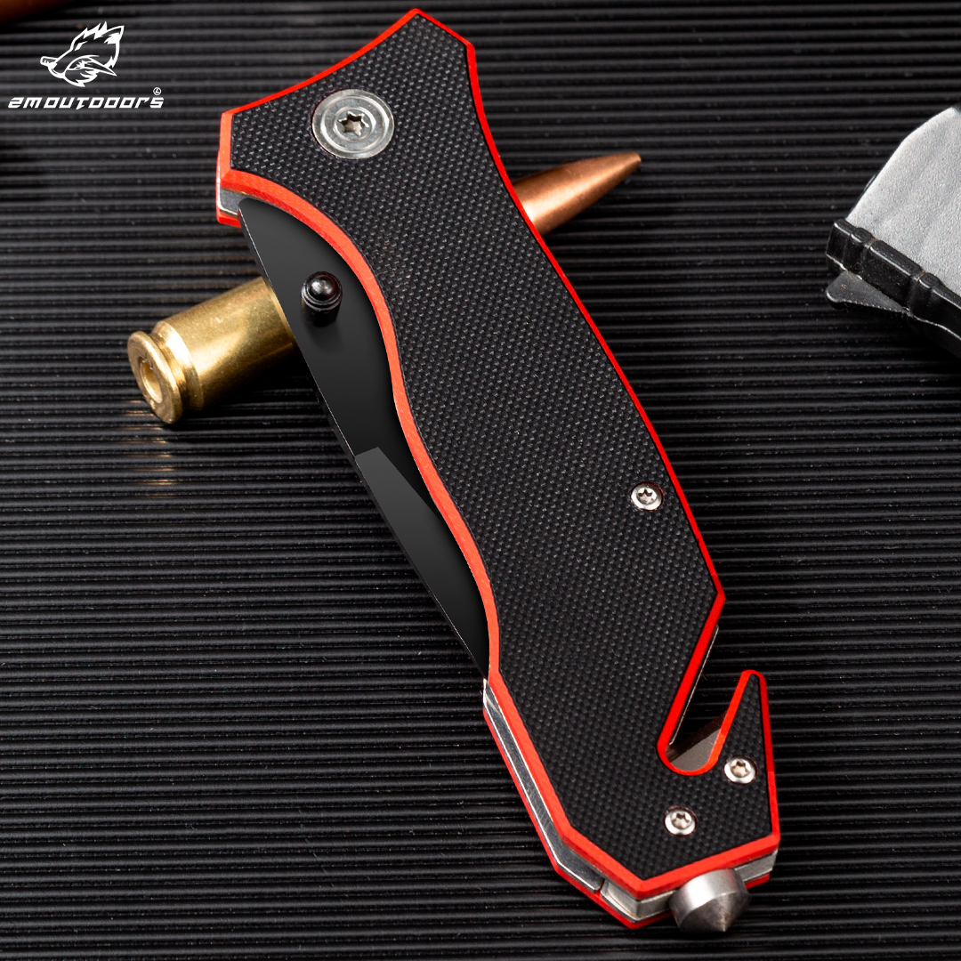 Outdoor pocket folding knife with locking mechanism, 7Cr17Mov high hardness stainless steel knife, G10 handle, can be used for outdoor wilderness survival, mountaineering, hiking