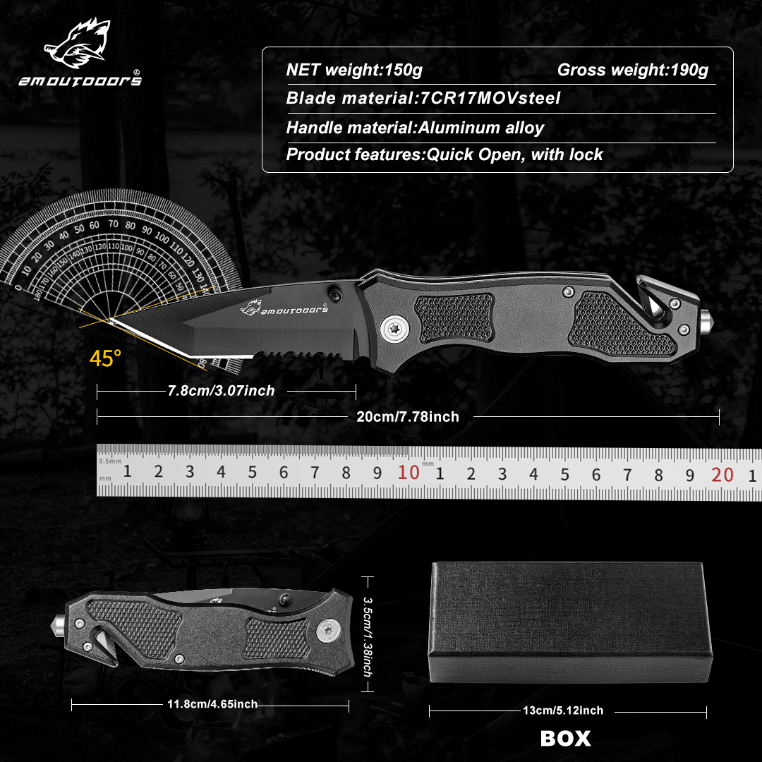 Folding knife, EDC tool, 7CR17MOV high hardness blade, can be used for fishing, camping, outdoor adventure and other activities, gifts for men and women