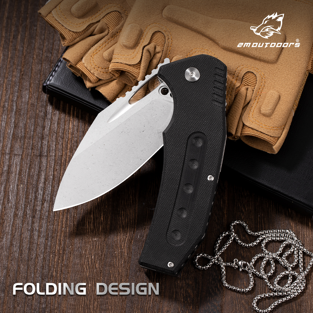 1pc, one-handed quick opening folding knife, outdoor folding knife, outdoor camping knife, D2 steel blade, G10 fiberglass non-slip handle, can be used for mountaineering, hiking, wilderness survival, camping and other outdoor activities, gifts