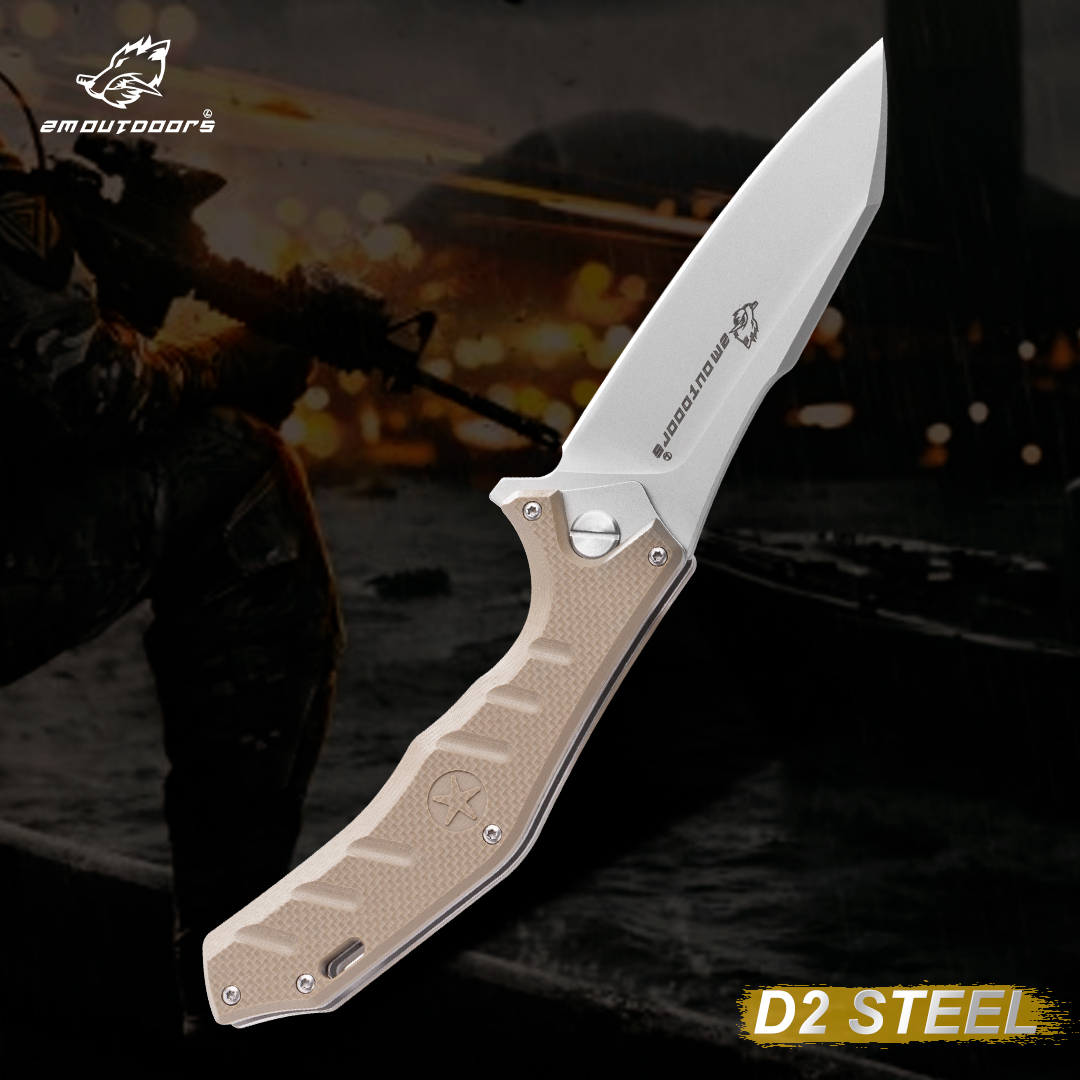 Folding Knife, Pocket Knife, EDC Multi-function Outdoor Tool Knife, D2 Special Steel, G10 Non-slip Handle, For Fishing, Hiking, Survival, Gifts For Men And Women