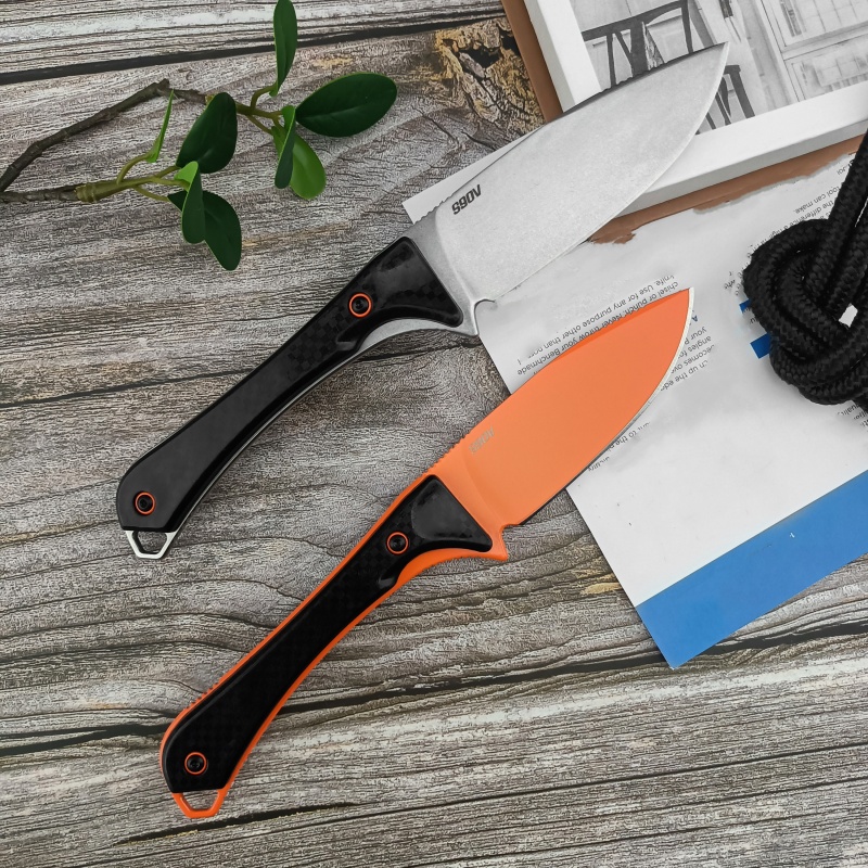 BM15201 model, full keel hunting knife with sheath, D2 steel nylon glass handle survival knife - suitable for wild survival and hunting, equipped with Kydex scabbard, city survival daily carry straight knife