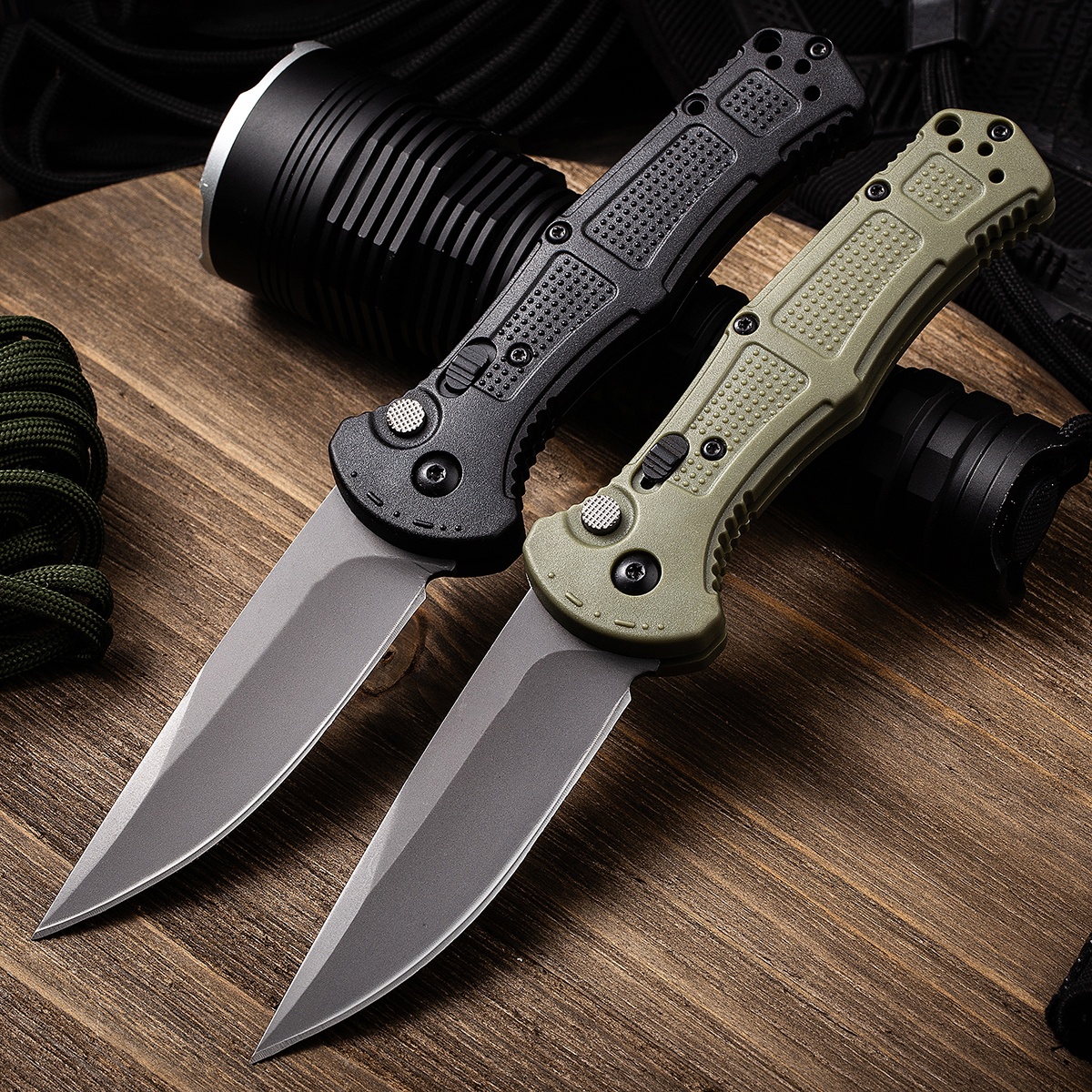 BM9070 Folding Knife – D2 Blade with Textured Nylon-Fiber Handle, Smooth One-Hand Operation, Ideal for Camping, Hiking & Everyday Carry