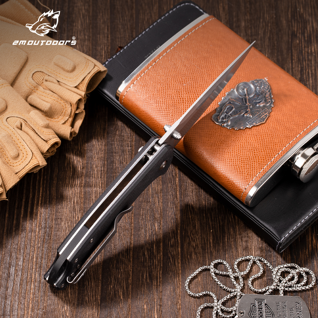 1PC Folding Knife, Outdoor Pocket Knife, 7cr15mov Steel, G10 Handle, CNC Fine Grinding Process, Bearing Lock, High Quality-for Fishing, Hiking, Survival, Gifts For Men And Women