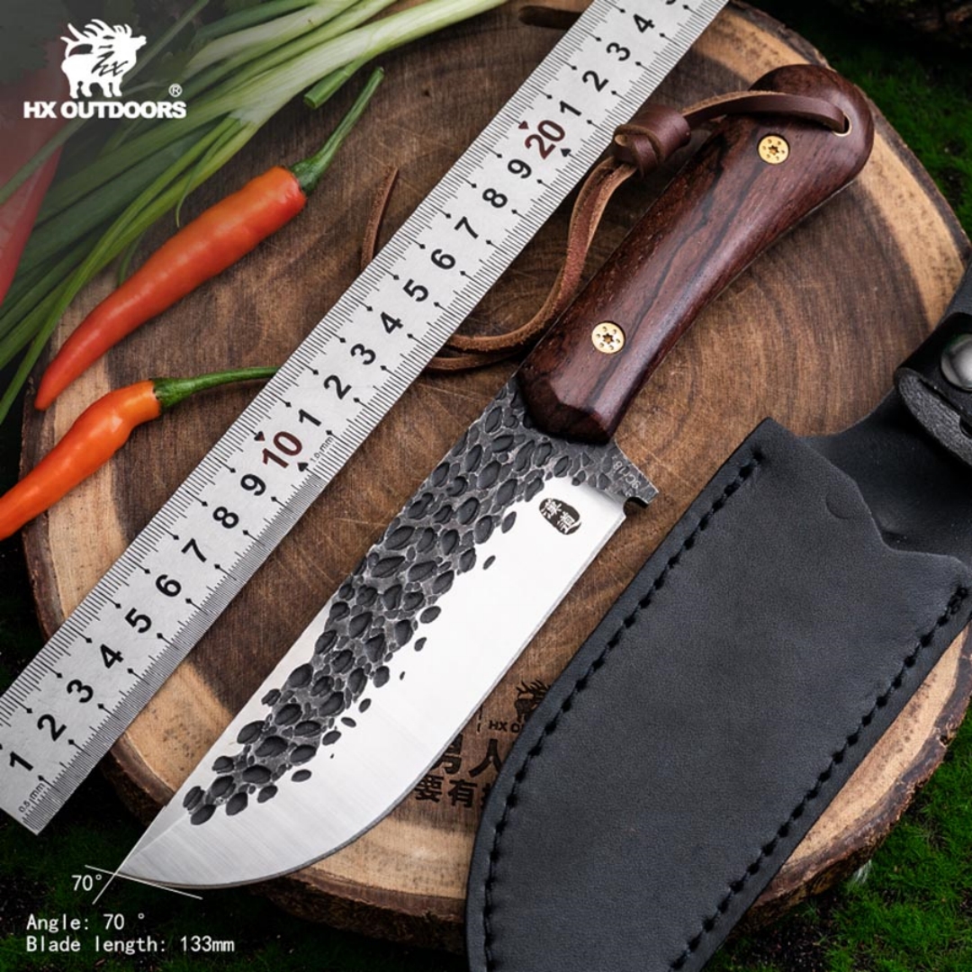 Outdoor Camping Knife Prey Handling Knife Outdoor Cleaver Wilderness Survival Knife Self-Defense Knife High Hardness Stainless Steel Knife Tactical Straight Knife
