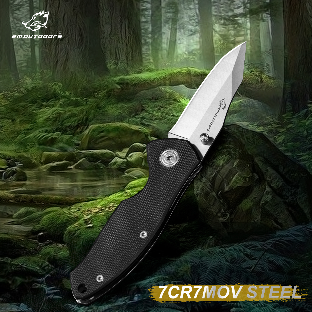 One-handed quick-open folding knife, outdoor folding knife, outdoor camping knife, D2 steel blade, G10 fiberglass non-slip handle, can be used for mountaineering, hiking, wilderness survival, camping and other outdoor activities, good gifts