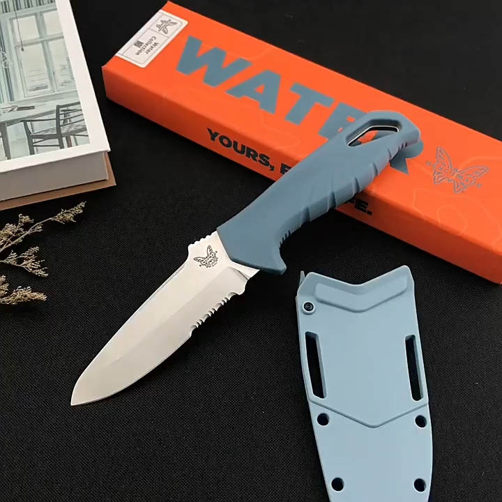 BM18040 Full-Tang Outdoor Knife – D2 Steel Fixed Blade with G10 Non-Slip Handle and Kydex Sheath, Durable EDC Bushcraft Tool