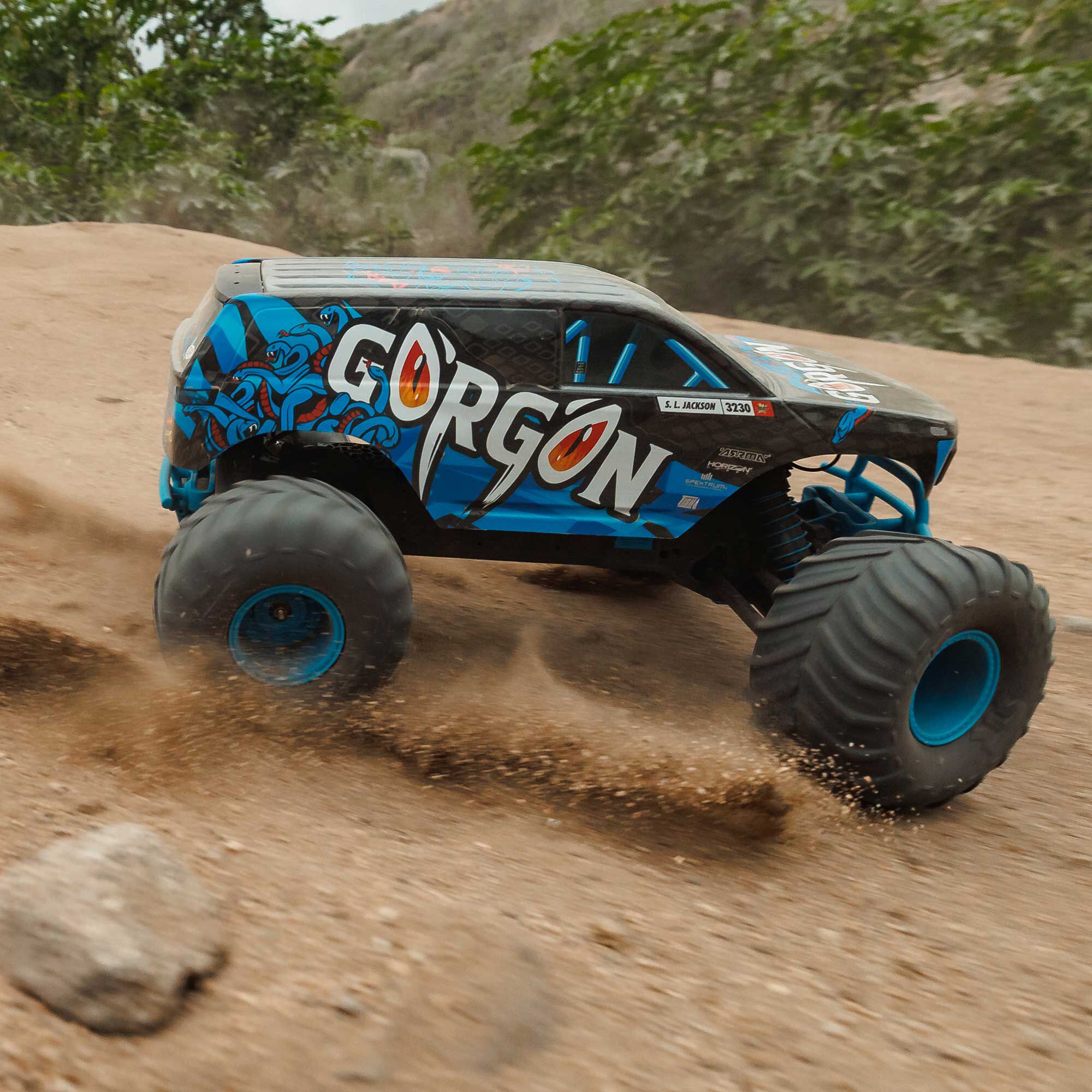 ARRMA 1/10 GORGON 2WD RTR Brushed Monster Truck (Battery & Charger Included), Blue