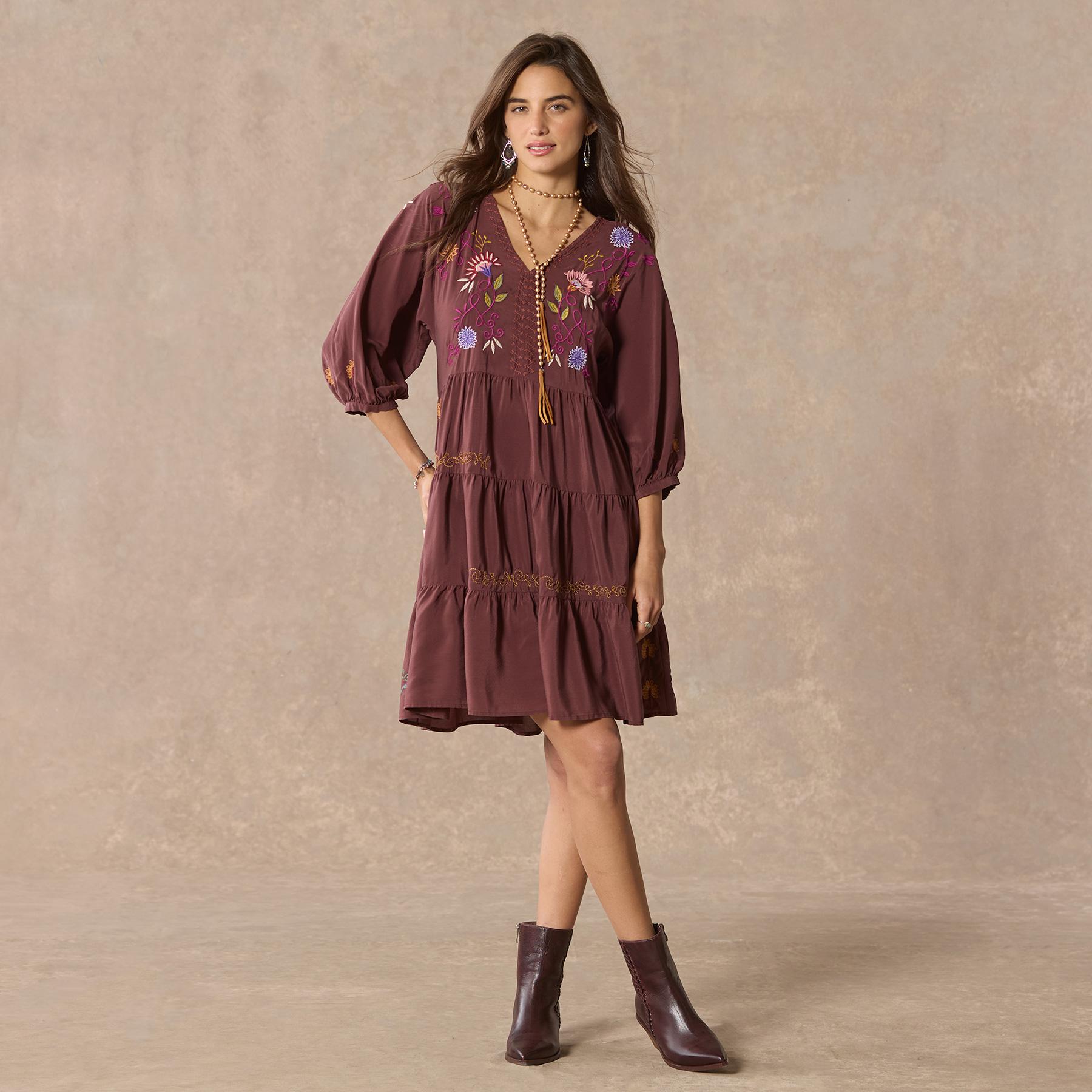 Toni Embroidered Dress, Petite