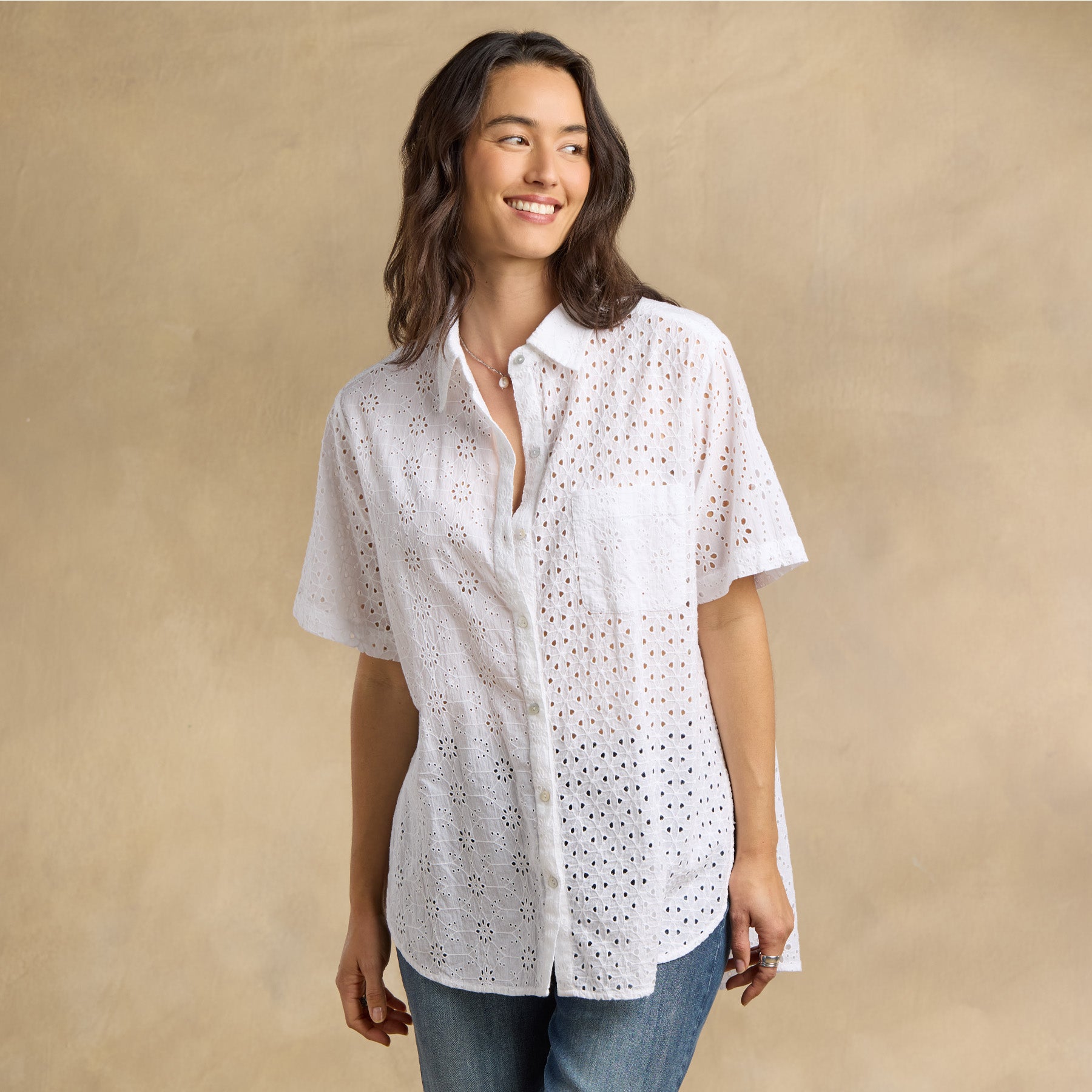 Tabitha Eyelet Shirt, Petite