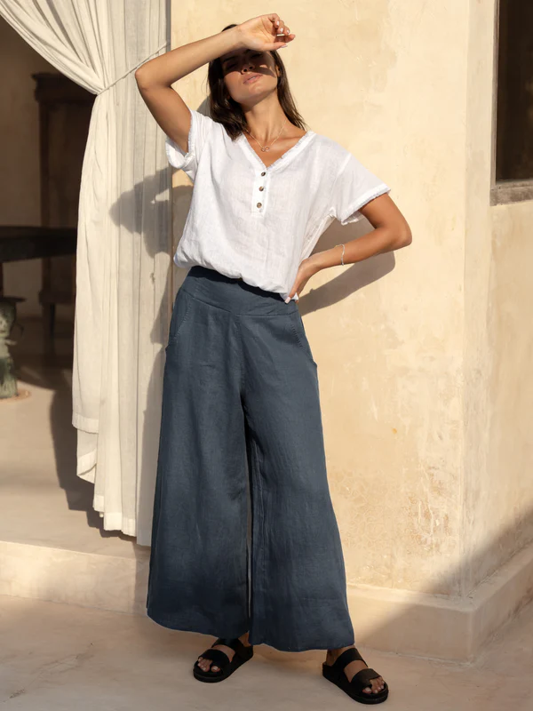 Vivre Linen and Cotton Blouse White