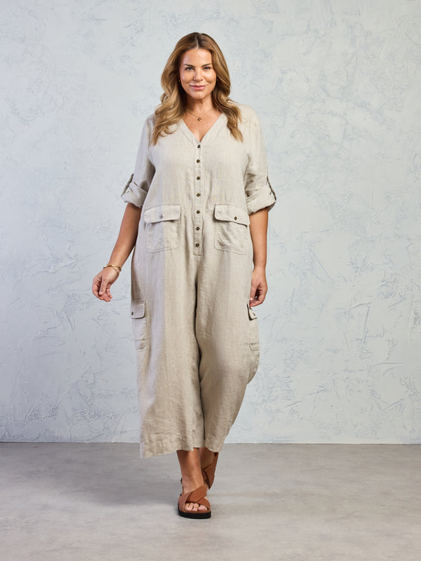 Mara Linen Jumpsuit Flax