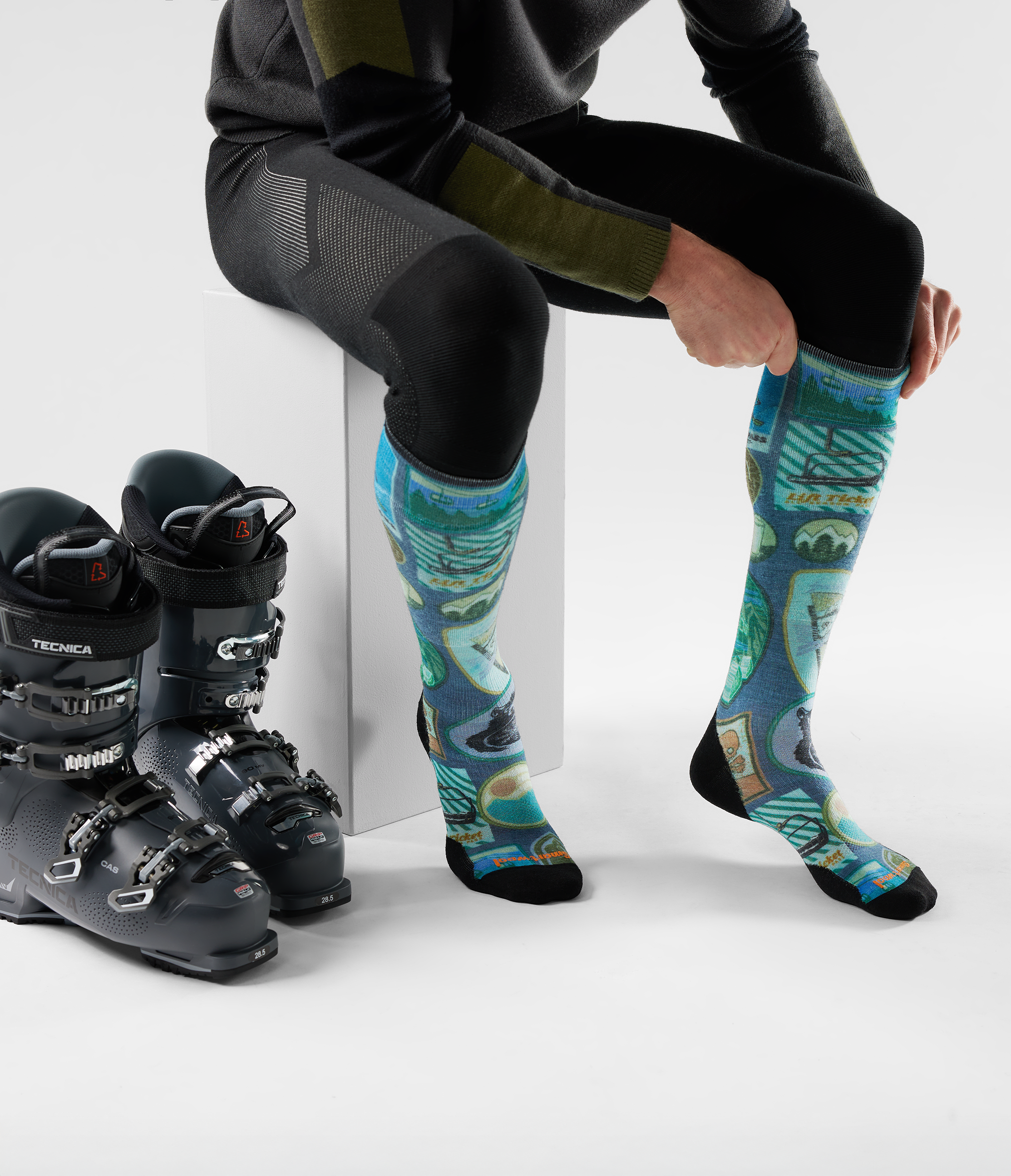 TNF X Smartwool Ski Targeted Cushion Explorer Print OTC Socks